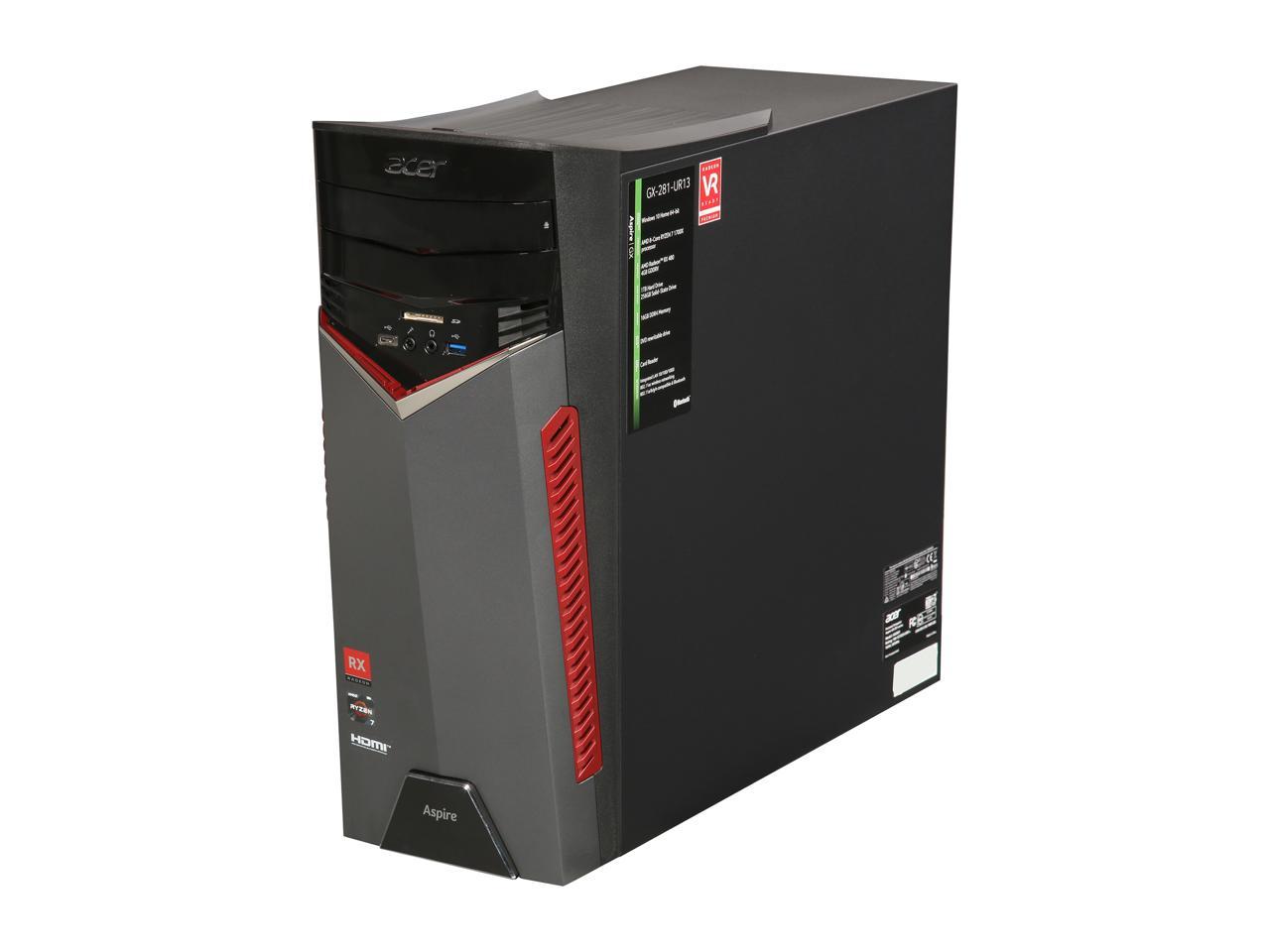 Acer Desktop Computer Aspire GX-281-UR13 Ryzen 7 1700X (3.40 GHz) 16 GB DDR4 1 TB HDD 256 GB SSD AMD Radeon RX 480 Windows 10 Home 64-Bit