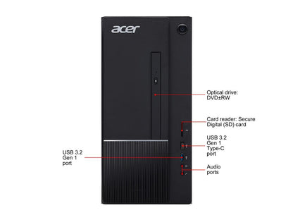 Acer Aspire TC - Intel Core i3-10100 - 8 GB DDR4 - 1 TB HDD - Intel UHD Graphics 630 - Windows 10 Home - Desktop PC (TC-875-UR11)