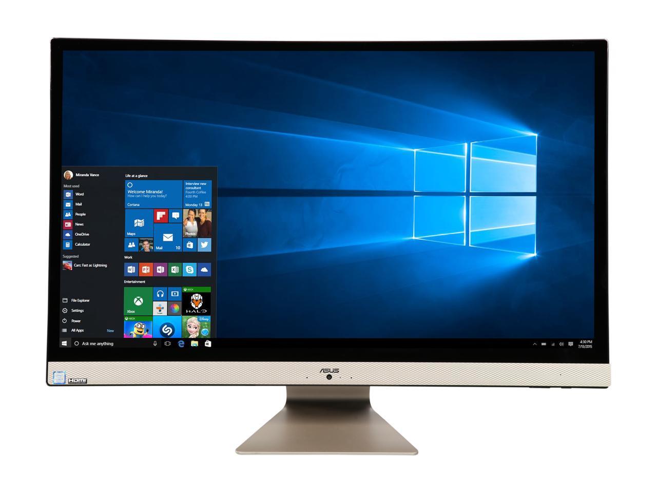ASUS Vivo AiO 27" All-in-One Desktop Computer, Intel Core i5-8250U (up to 3.4 GHz), 27" Full HD LED-backlit Touchscreen Display with NanoEdge Bezel, 8 GB DDR4 RAM, 1 TB HDD, HD Webcam, 802.11ac Wi-Fi, Wired Keyboard and Mouse, Black