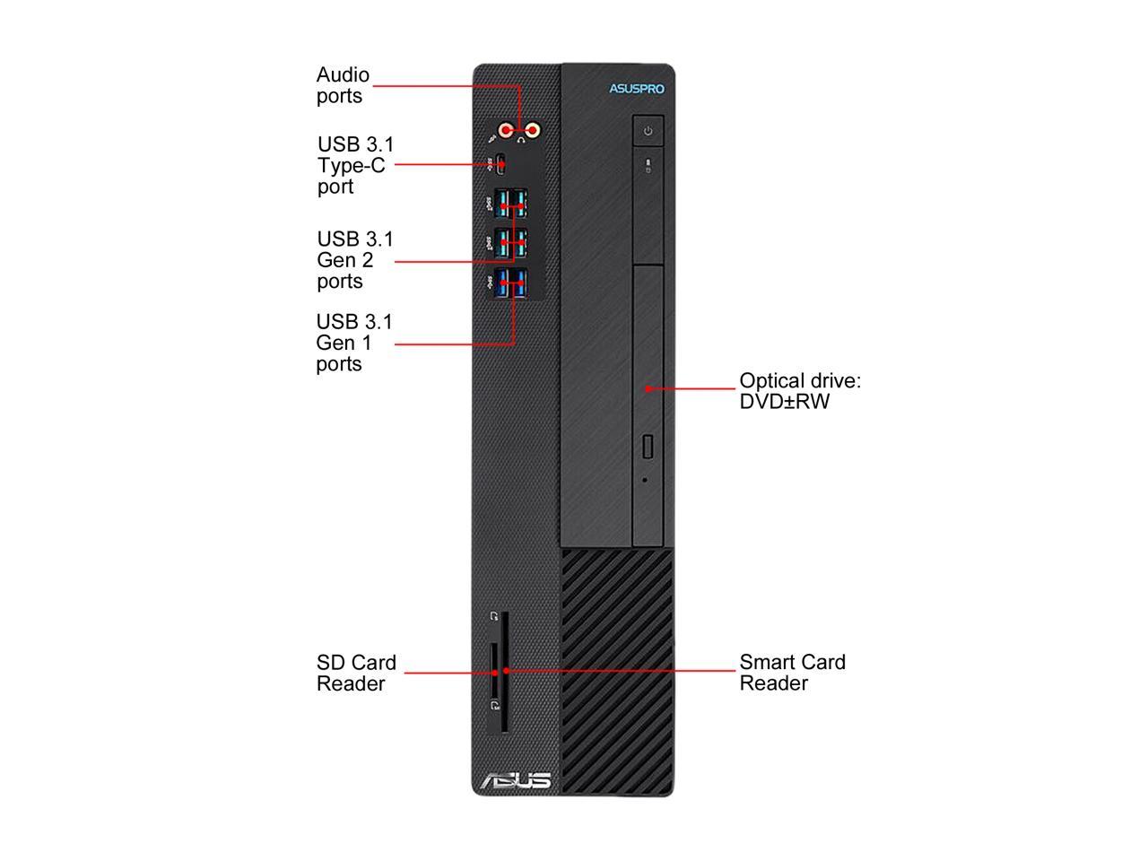 ASUSPro (D641SC-XB501) - Business Desktop PC - Intel Core i5-9400 (6-Core, 2.9 GHz), 8 GB DDR4, 512 GB SSD, Intel B360, Windows 10 Pro 64-bit
