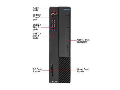 ASUSPro (D641SC-XB501) - Business Desktop PC - Intel Core i5-9400 (6-Core, 2.9 GHz), 8 GB DDR4, 512 GB SSD, Intel B360, Windows 10 Pro 64-bit