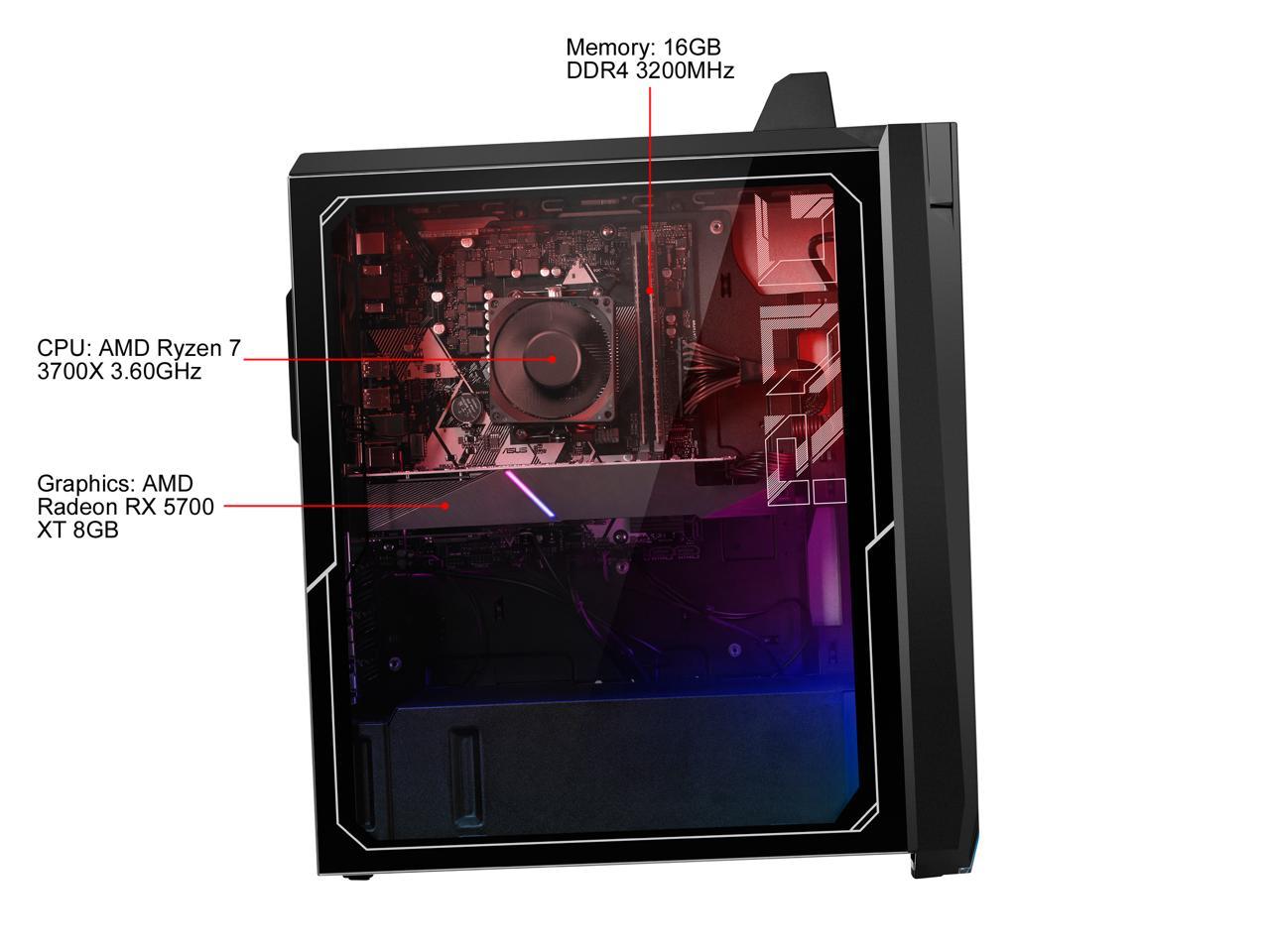 ASUS Gaming Desktop ROG Strix GA15DH-DS757 Ryzen 7 3rd Gen 3700X (3.60 GHz) 16 GB DDR4 1 TB HDD 512 GB SSD AMD Radeon RX 5700 XT Windows 10 Home 64-bit