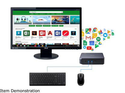 ASUS Celeron Chromebox w/ 24" FHD Monitor Essential Desktop with Chrome OS Keyboard Mouse for Homeschooling