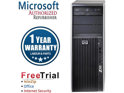 HP Desktop Computer Z400 Xeon W3550 (3.06 GHz) 4 GB DDR3 250 GB HDD ATI Radeon HD 3450 Windows 10 Pro Multi-Language, English / Spanish