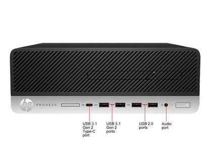 HP ProDesk 600 G5 (7PL87UT) - Small Form Factor Desktop PC - Intel Core i7-9700 (8-Core 3.0 GHz), Intel UHD Graphics 630, Intel Q370, 8 GB DDR4, 256 GB SSD, Windows 10 Pro 64-bit