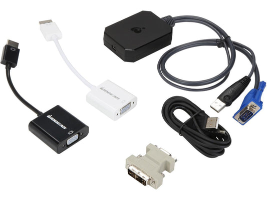 IOGEAR GUC211VKIT Portable Console Crash Cart Adapter DisplayPort to VGA adapterHDMI to VGA adapterDVI to VGA adapter Portable Laptop Console Crash Cart Adapter IT Kit