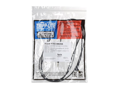 Tripp Lite P312-006-RA 3.5mm Mini Stereo Audio Cable with one Right Angle plug (M/M)