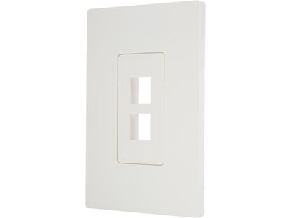 Tripp Lite Single-Gang 2-Port Universal Keystone Wall Plate, Cat5/6/6a, USB, HDMI, DisplayPort, RCA, White (N080-102)