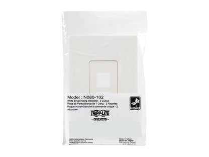 Tripp Lite Single-Gang 2-Port Universal Keystone Wall Plate, Cat5/6/6a, USB, HDMI, DisplayPort, RCA, White (N080-102)