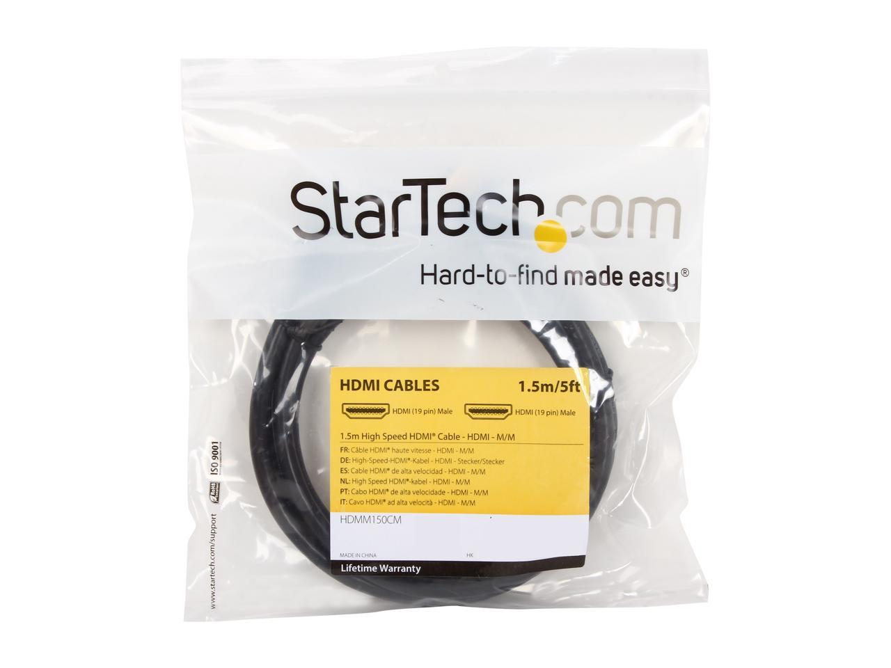 StarTech.com HDMM150CM 1.5m High Speed HDMI Cable – Ultra HD 4k x 2k HDMI Cable – HDMI to HDMI M/M - 5 ft HDMI 1.4 Cable - Audio/Video Gold-Plated