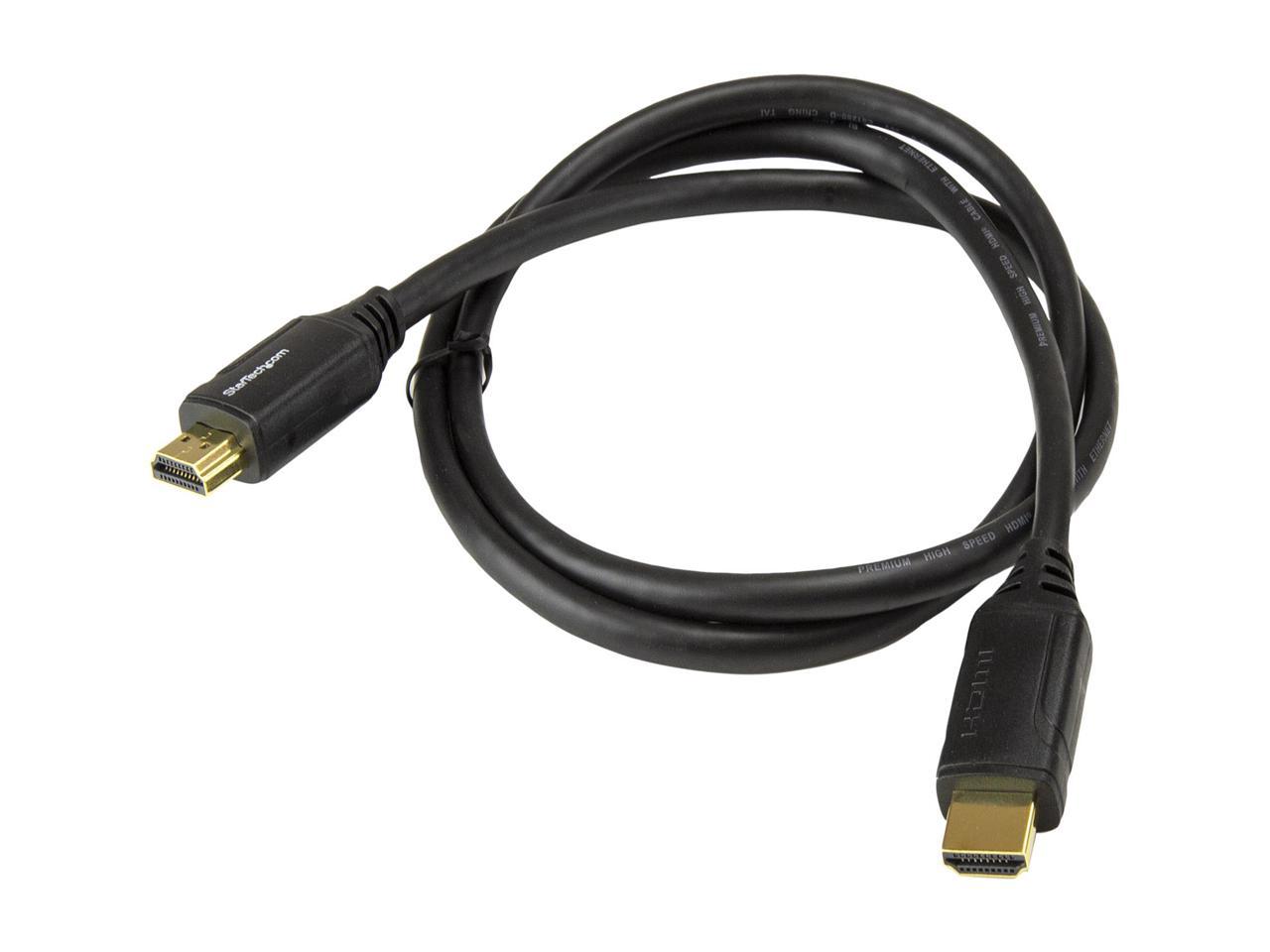 StarTech HDMM1MP 1m 3 ft Premium High Speed HDMI Cable with Ethernet - 4K 60Hz - Premium Certified HDMI Cable - HDMI 2.0 - 30AWG