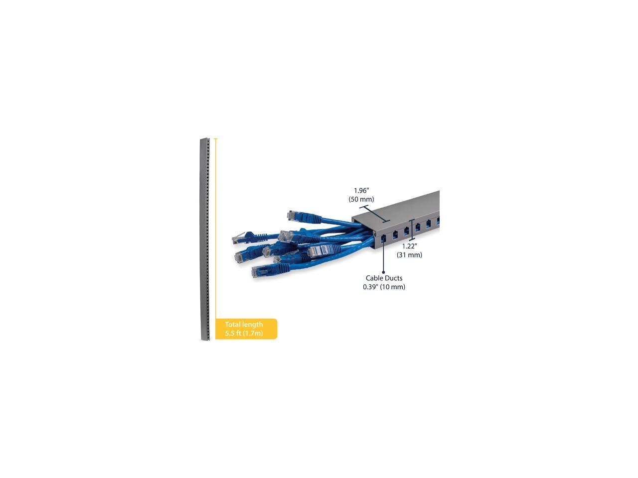 StarTech.com AD105X1 2inx1in Open Slot Wiring Cable Raceway Duct with Cover, Gray - 5.6 ft.
