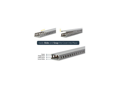 StarTech.com AD105X1 2inx1in Open Slot Wiring Cable Raceway Duct with Cover, Gray - 5.6 ft.