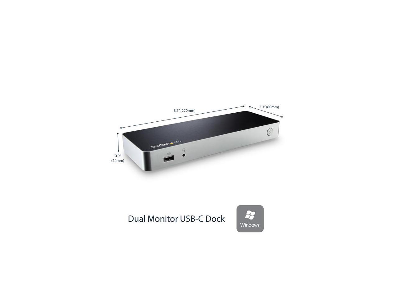 StarTech MST30C2HHPD Dual Monitor USB C Dock - For Windows Laptops - 4K MST - with 60W Power Delivery (USB PD) - Laptop Docking Station