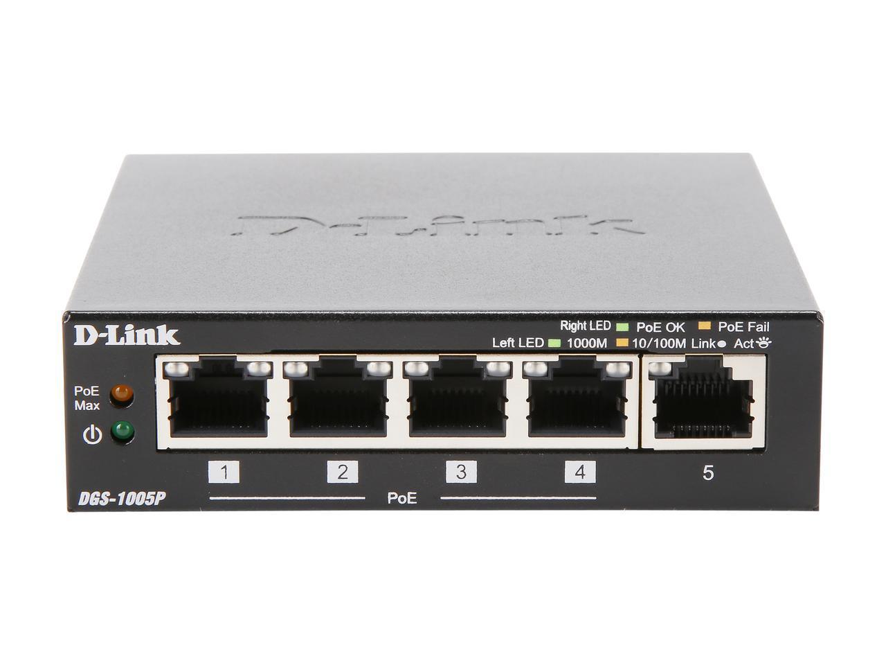 D-Link DGS-1005P 5 Port Gigabit Unmnged Dsk Swt