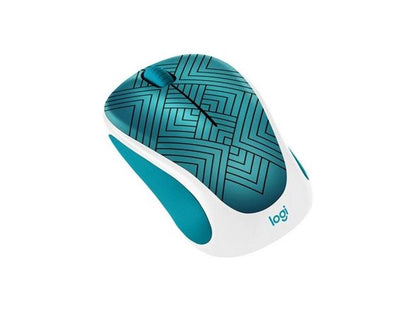 Logitech Design Collection 910-005838 3 Buttons 1 x Wheel USB RF Wireless Optical 1000 dpi Mouse, Teal Maze