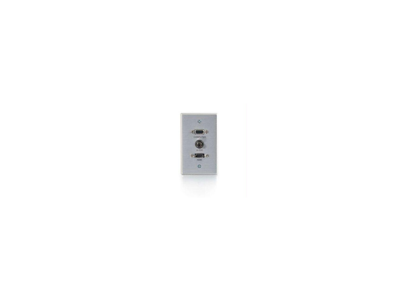 C2G 41034 SINGLE GANG HDMI HD15 VGA AND 3.5MM WALL PLATE - BRUSHED ALUMINUM