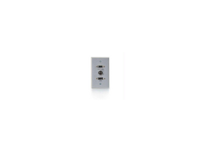 C2G 41034 SINGLE GANG HDMI HD15 VGA AND 3.5MM WALL PLATE - BRUSHED ALUMINUM