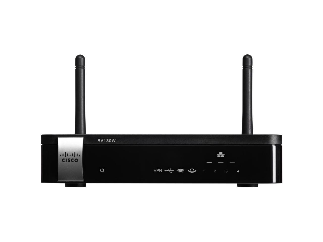 Cisco RV130W IEEE 802.11n Ethernet Wireless Router - 2.40 GHz ISM Band - 2 x Antenna(2 x External) - 54 Mbit/s Wireless Speed - 4 x Network Port - 1 x Broadband Port - Gigabit Ethernet - VPN Supported