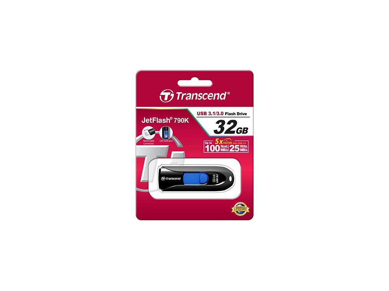 Transcend JetFlash 790 USB 3.0 32GB Flash Drive (Black) TS32GJF790K