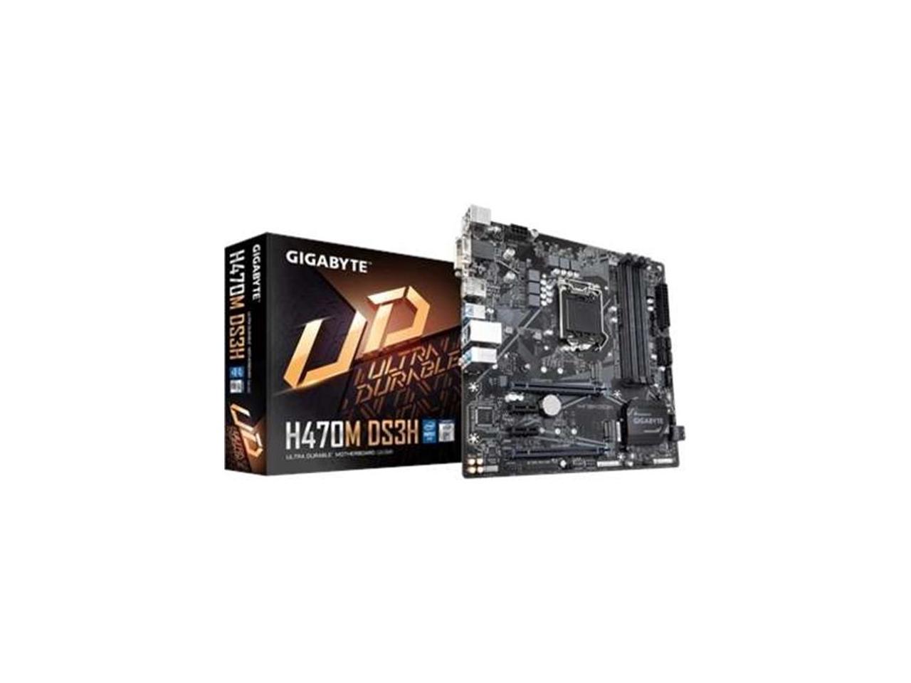 GIGABYTE H470M DS3H LGA 1200 Intel H470 Micro-ATX Motherboard with Dual M.2, SATA 6Gb/s, USB 3.2 Gen 1