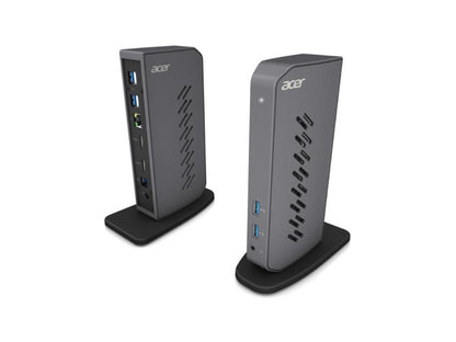 Acer U301 USB 3.0 Dock for Windows | 2 x HDMI ports | 2 USB 3.1 Gen 1 ports | 4 USB 2.0 Ports | Gigabit Ethernet | Requires One USB 3.1 Type A or USB 3.1 Type-C on Computer | Gray