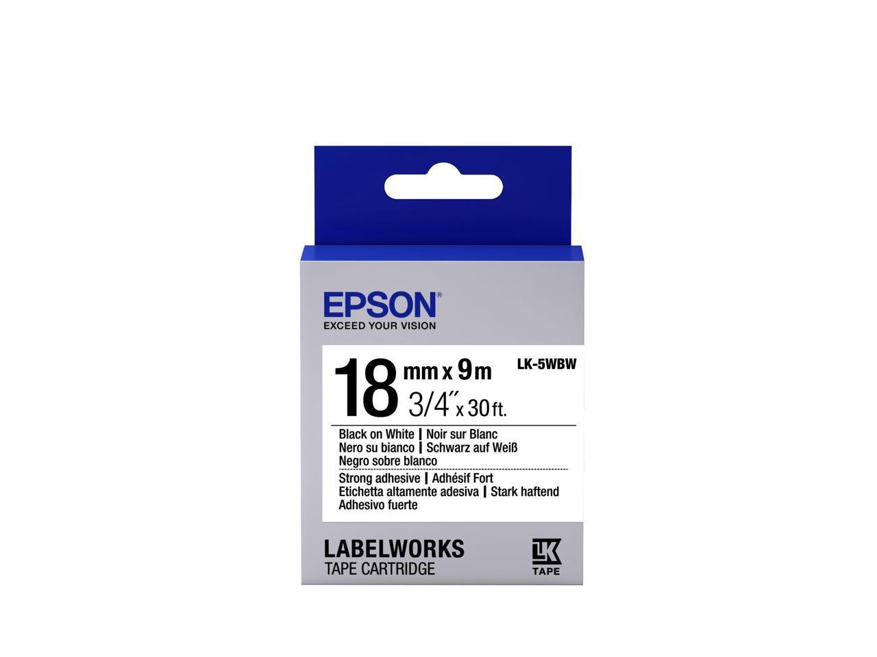 Epson LK-5WBW Label Works Labels Strong Adhsv Blk/Wht 18Mm Tape Cart