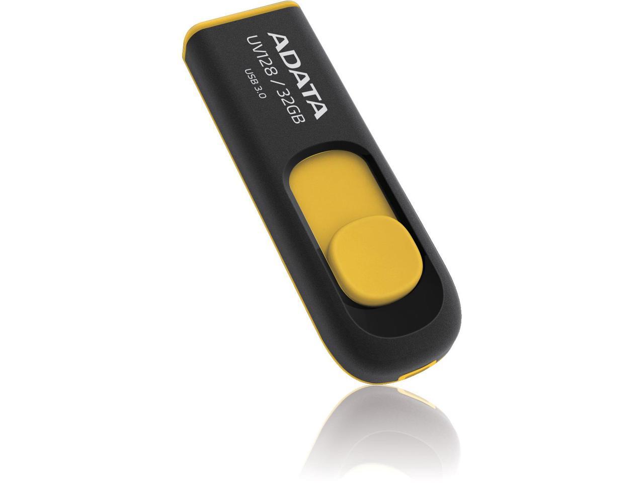 ADATA DashDrive Series UV128 32GB USB 3.0 Flash Drive, Black/yellow(AUV128-32G-RBY)