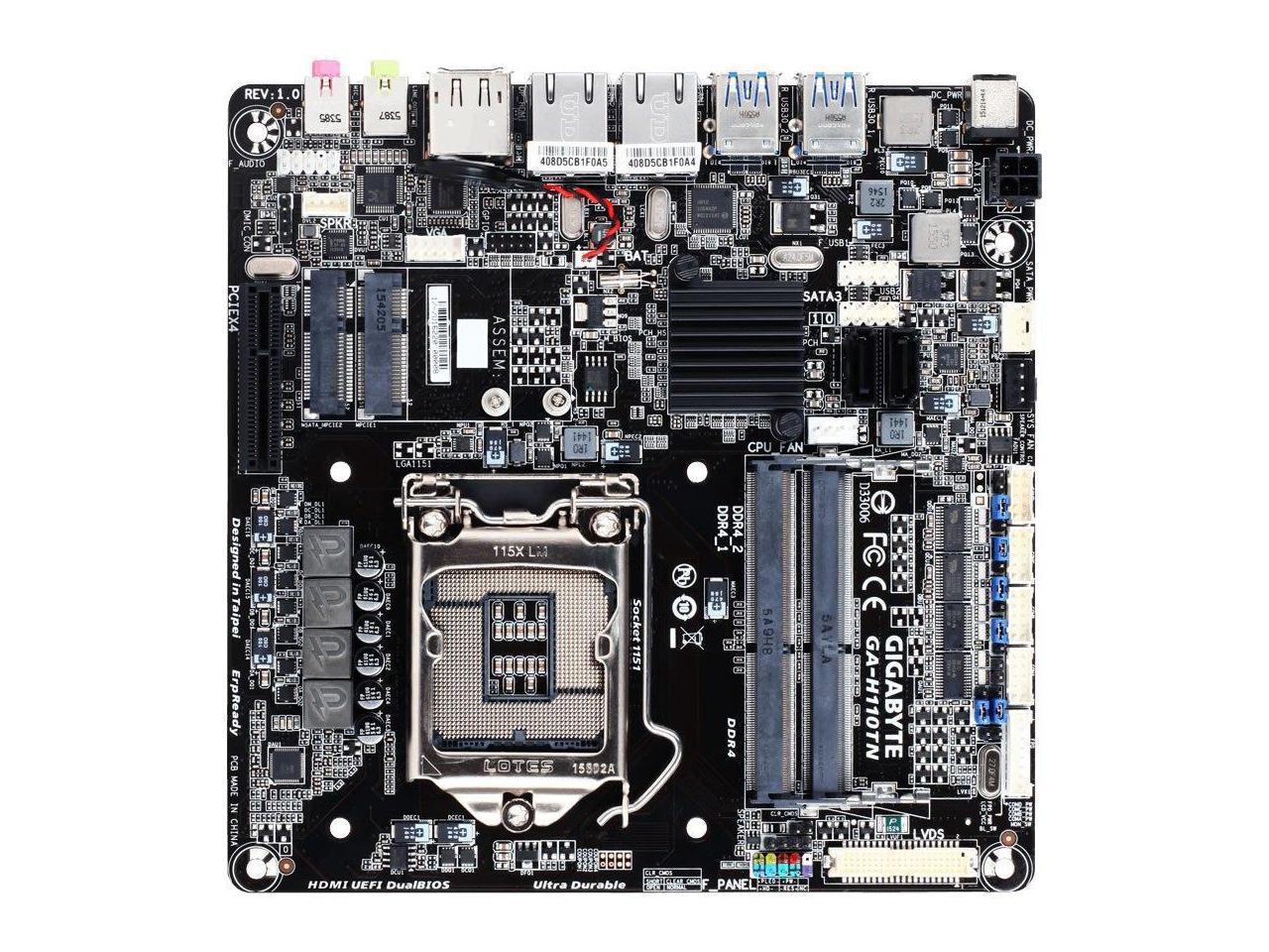 GIGABYTE GA-H110TN-GSM PLUS (rev. 1.0) LGA 1151 Intel H110 HDMI SATA 6Gb/s USB 3.0 Thin Mini-ITX Motherboards - Intel