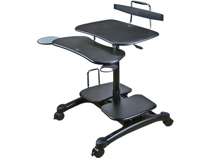 DoubleSight Displays DS-650MC Mobile Desktop Cart with Keyboard Tray 2 Shelves