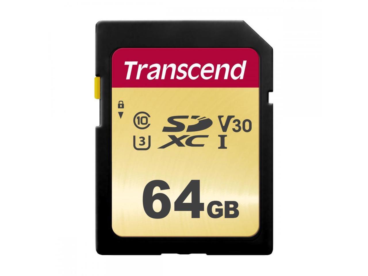 Transcend TS64GSDC500S 64GB UHS-I U3 SD Memory Card MLC