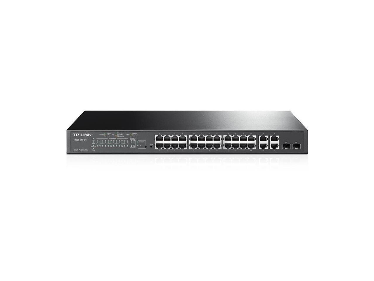 TP-LINK T1500-28PCT (TL-SL2428P) 24-Port 10/100Mbps + 4-Port Gigabit Smart PoE+ Switch
