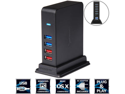 Sabrent 7 Port USB 2.0 HUB + 2 Charging Ports w/ 12V/4A Power Adapter HB-U930
