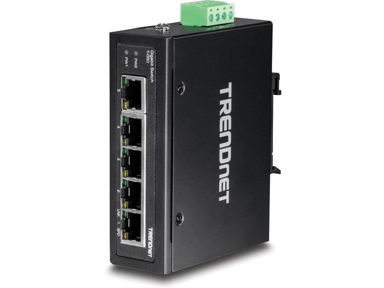TRENDnet 5-Port Hardened Industrial Gigabit DIN-Rail Switch Limited Lifetime Warranty