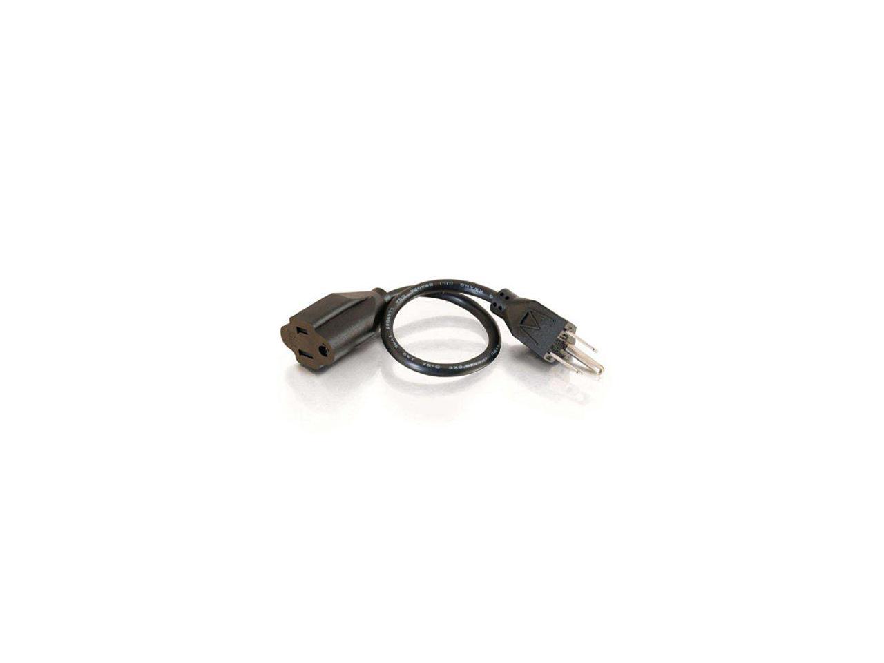 C2G 03115 18 AWG Outlet Saver Power Extension Cord - NEMA 5-15P to NEMA 5-15R, TAA Compliant, Black (6 Feet, 1.82 Meters)
