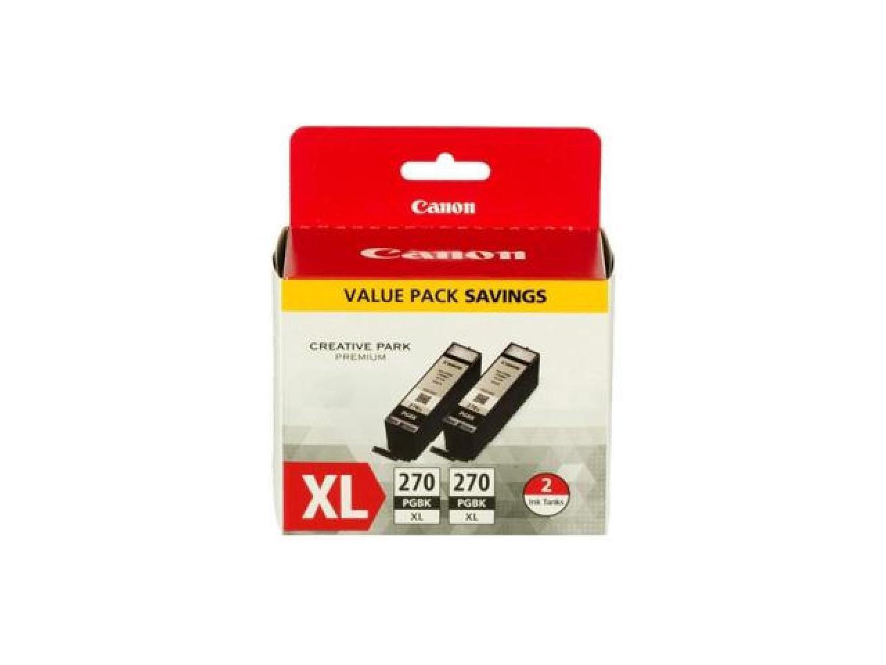 Canon PGI-270 XL High Yield Ink Cartridge - Dual Pack - Pigmented Black