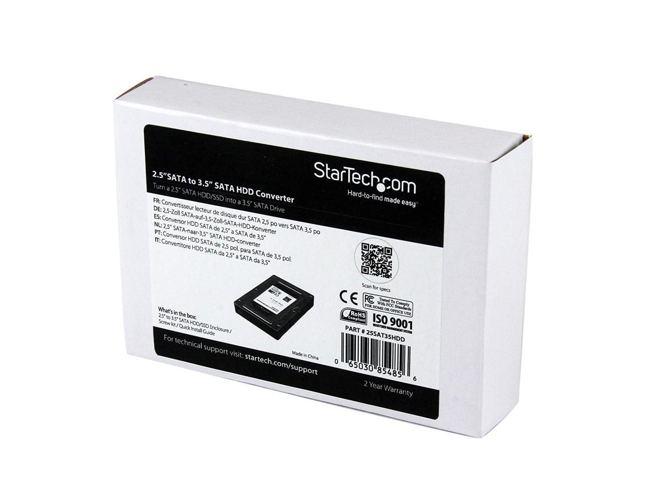 StarTech.com 25SAT35HDD 2.5â€? to 3.5â€? SATA Aluminum Hard Drive Adapter Enclosure SSD / HDD Height up to 12.5mm - 2.5in to 3.5in SATA SSD/HDD Converter