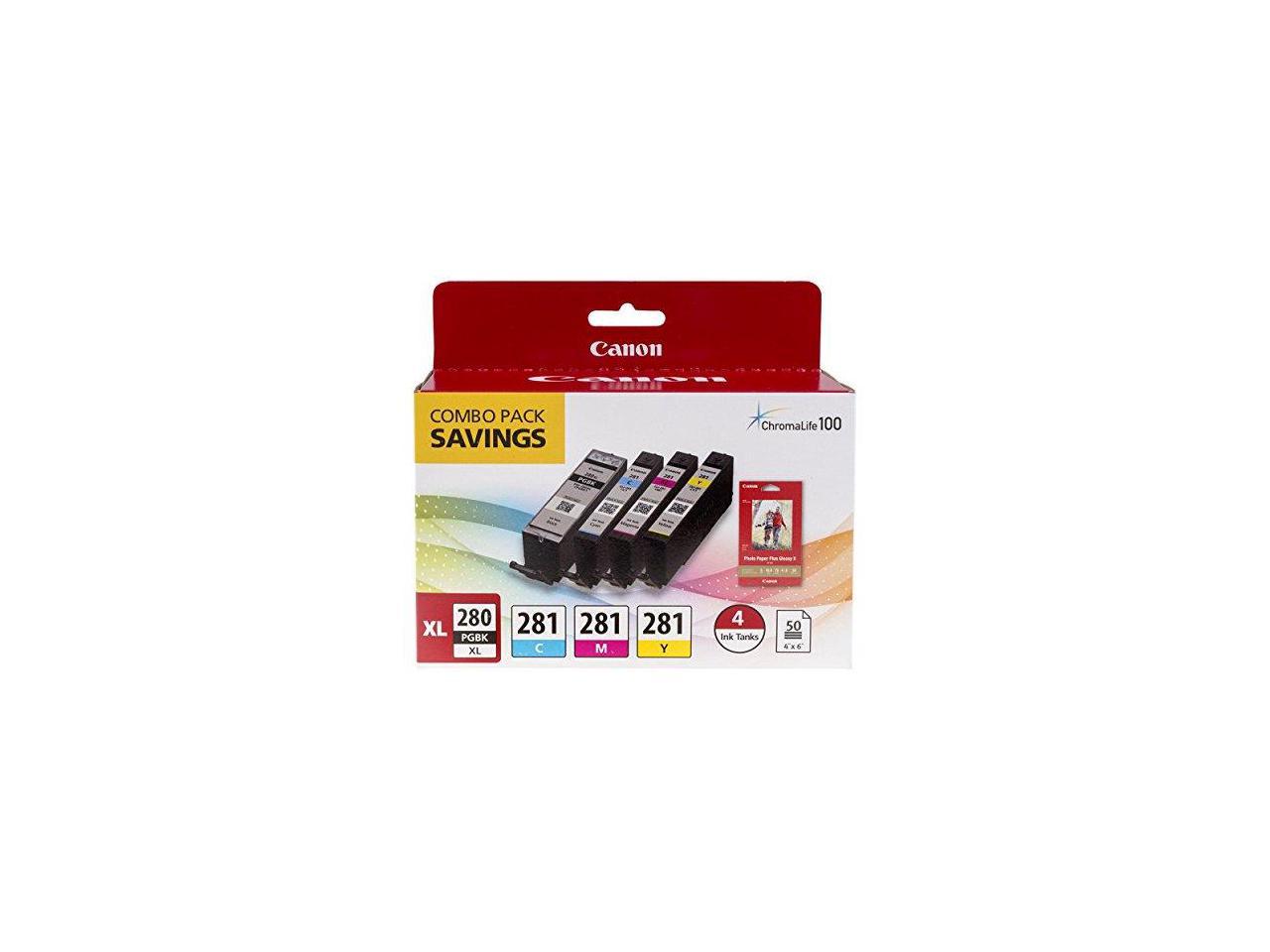 Canon CLI-281 XL Ink Cartridge Value Pack Black/Cyan/Magenta/Yellow Inkjet Print Technology 2021C006