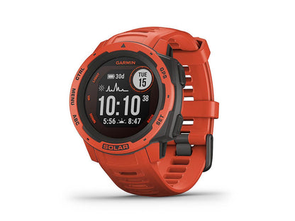 Garmin Instinct Solar, Solar-Powered Rugged GPS Smartwatch, -Flame Red- (010-02293-21)