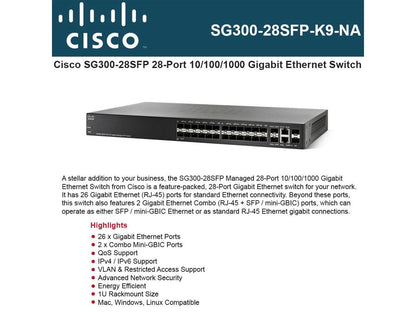 Cisco SG300-28SFP Layer 3 Switch