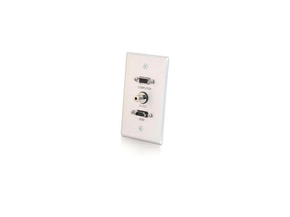C2G 41034 SINGLE GANG HDMI HD15 VGA AND 3.5MM WALL PLATE - BRUSHED ALUMINUM