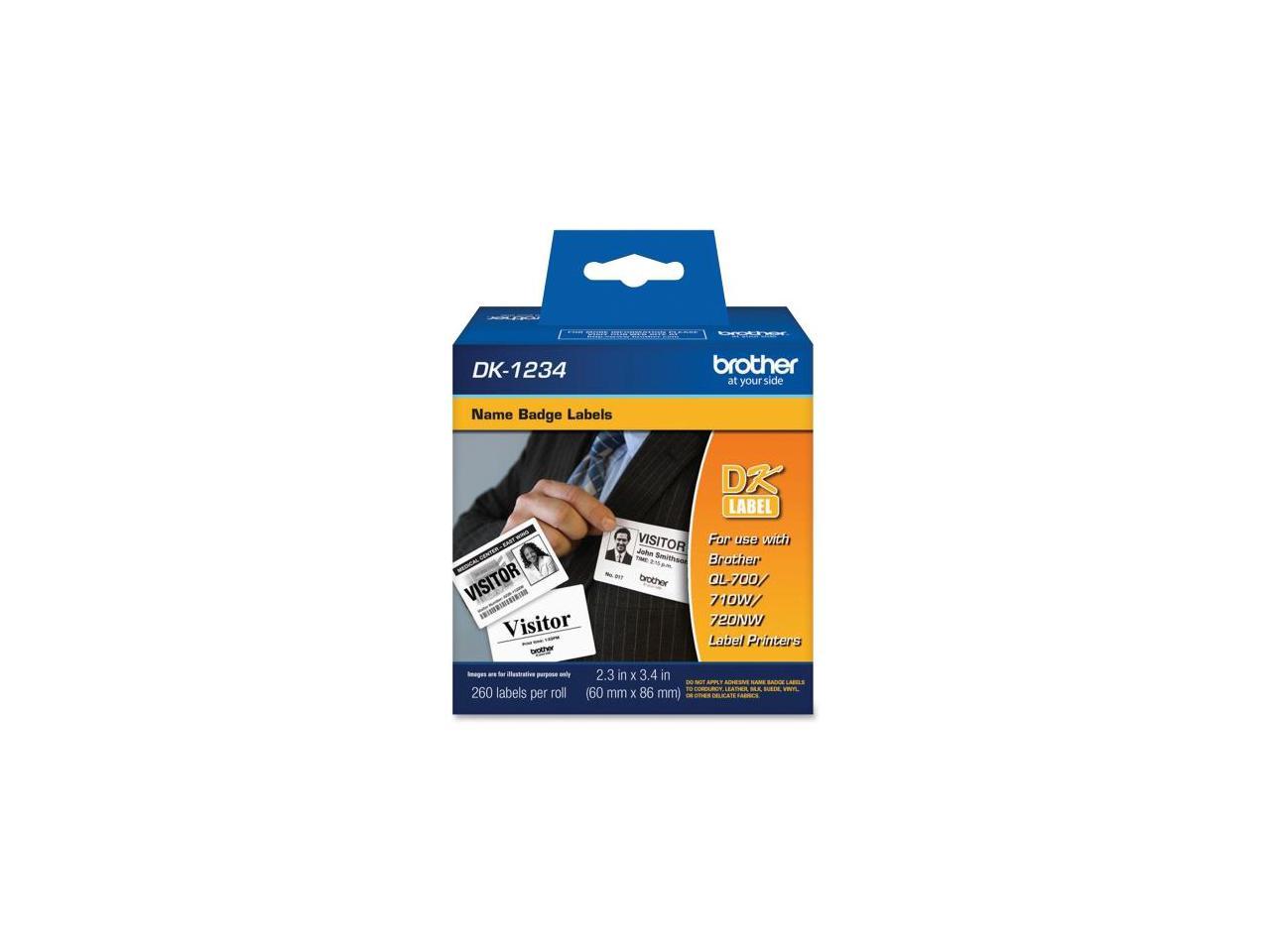 Brother DK1234 Brother Name Badge Label - 2.36" Width x 3.39" Length - Rectangle - Direct Thermal - White - Paper - 260 Label