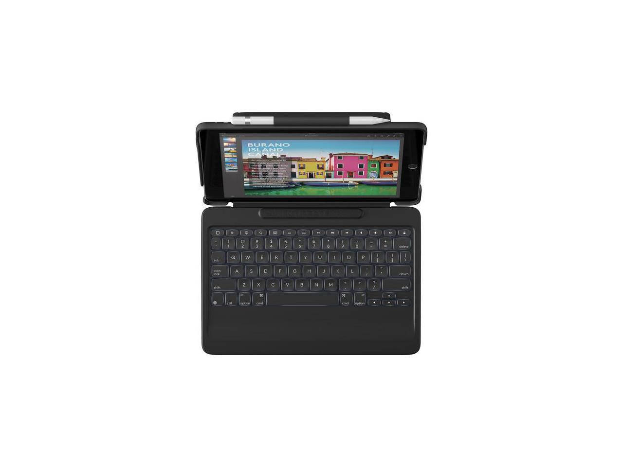 Logitech Slim Combo Keyboard/Cover Case (Folio) for 10.5" Apple iPad Pro Tablet - Black - Spill - x