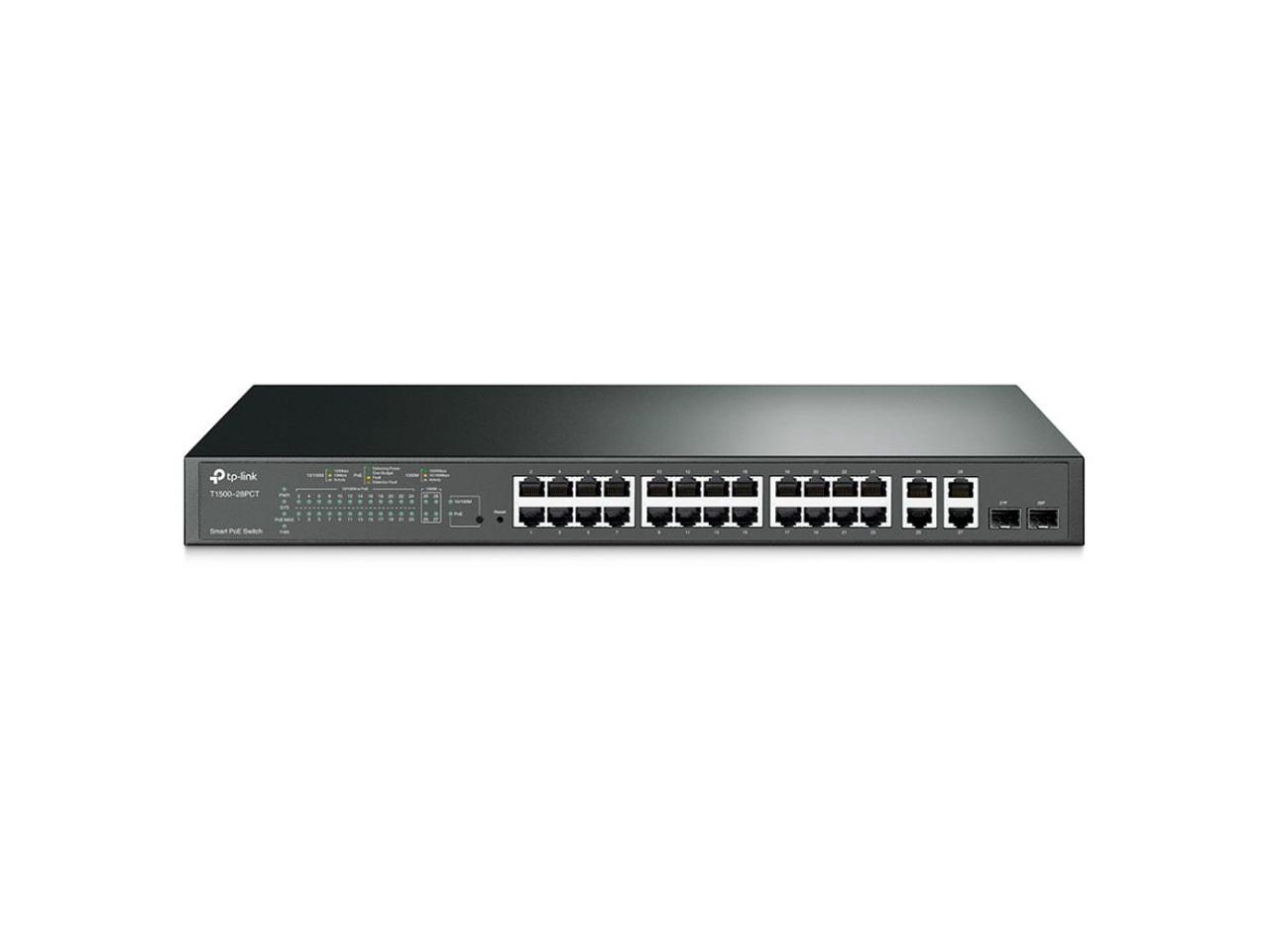 TP-LINK T1500-28PCT (TL-SL2428P) 24-Port 10/100Mbps + 4-Port Gigabit Smart PoE+ Switch