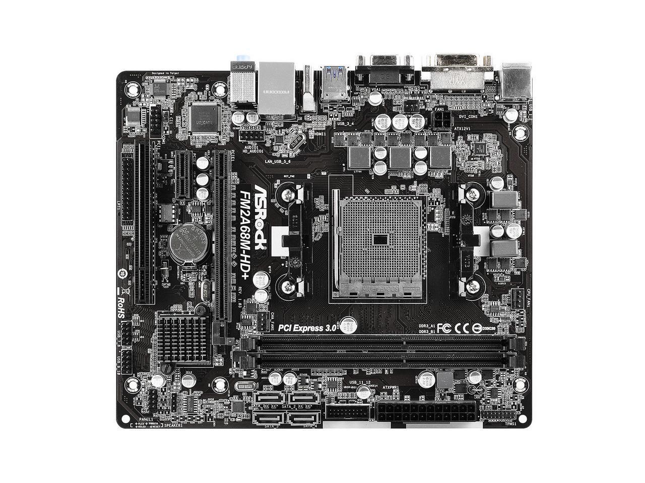ASRock FM2A68M-HD AMD A68H DDR3-SDRAM MicroATX Motherboard