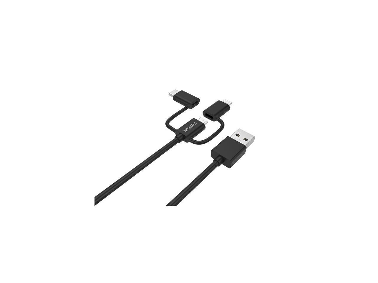 Foxsun Multi USB Charging Cable, 6.6 FT/2M 3 in 1 Multiple USB Charger Cable (AM001032)