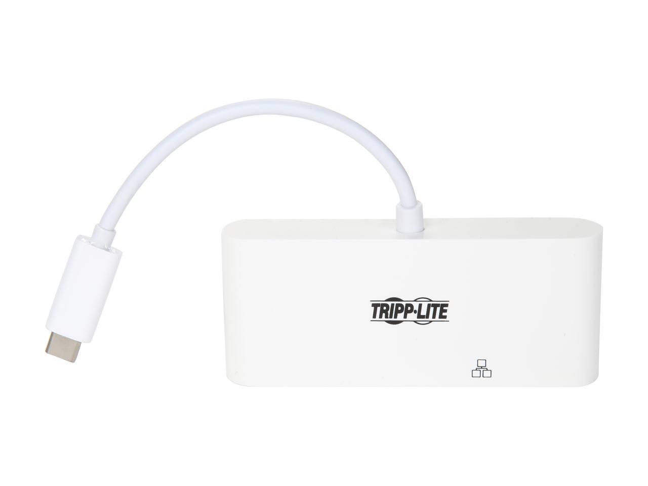Tripp Lite USB C to DVI Multiport Video Adapter Converter w/ USB-A Hub, USB-C PD Charging, Gigabit Ethernet Port , Thunderbolt 3 Compatible