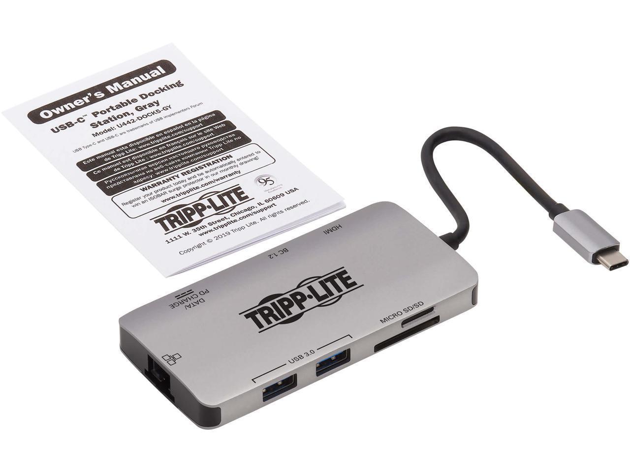 Tripp Lite USB C Docking Station 4k USB Hub HDMI SD/Micro SD Gbe Charging