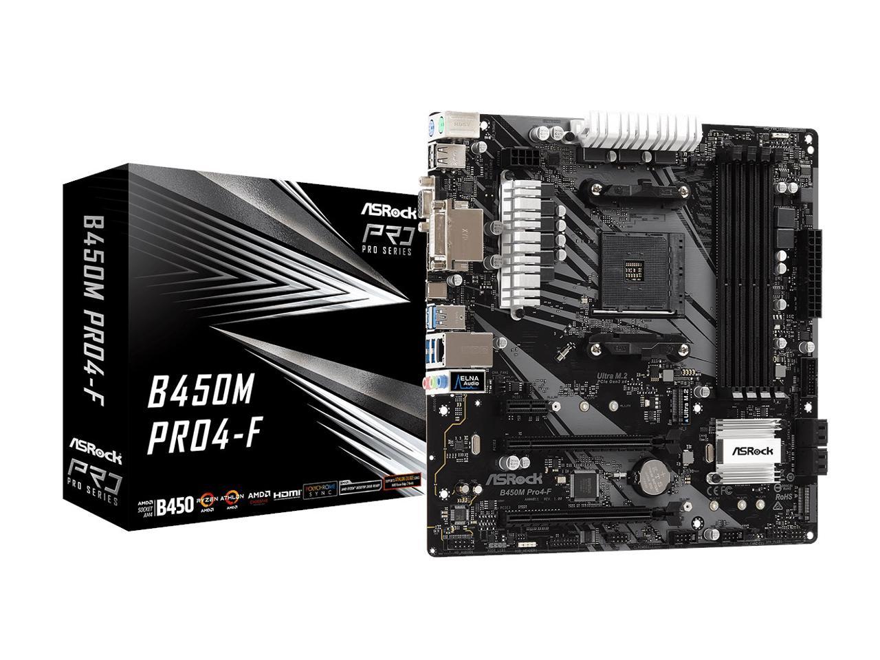 Asrock Pro 4F AM4 AMD B450 Micro ATX DDR4-SDRAM Motherboard