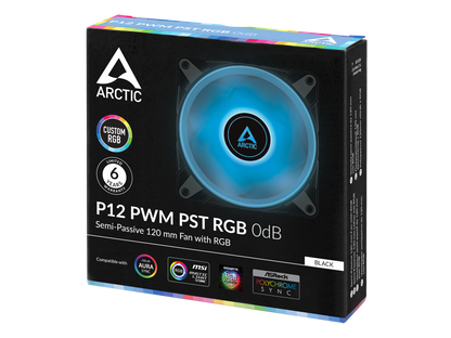 Arctic 120 Fan P12 PWM PST RGB 0dB Semi-Passive with Analog RGB Model ACFAN00186A